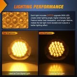 Nilight 4Inch Round Tail Lights 2PCS Amber 24LED Chrome Bezel | Waterproof Running Turn Signal Lights Stainless Steel Trim for Trucks Trailers RVs Lorries Boats Tractors, view 3