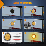 Nilight 4Inch Round Tail Lights 2PCS Amber 24LED Chrome Bezel | Waterproof Running Turn Signal Lights Stainless Steel Trim for Trucks Trailers RVs Lorries Boats Tractors, view 6