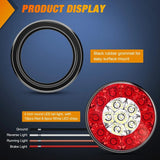 Nilight 4 Inch White Red Round 16Leds Tail Light Flush Mount Grommets (Pair), view 5