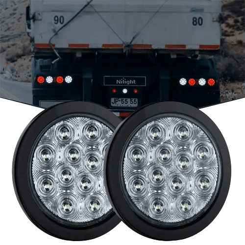 Nilight 4 Inch White Round 12Leds Tail Light (Pair)