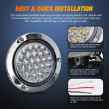Nilight 4 Inch White Round Steel Chrome 24Leds Tail Light (Pair), view 4