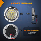 Nilight 4 Inch White Round Steel Chrome 24Leds Tail Light (Pair), view 5