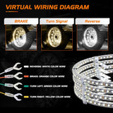 Nilight 4PCS 15.5inch Double Row LED Wheel Ring Lights Pure White with Remote Control w/Turn Signal Braking and Reverse Function Dual Row for Car Van SUV Truck, view 2