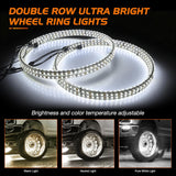 Nilight 4PCS 15.5inch Double Row LED Wheel Ring Lights Pure White with Remote Control w/Turn Signal Braking and Reverse Function Dual Row for Car Van SUV Truck, view 4