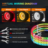 Nilight 4PCS 15.5inch Double Row Wheel Ring Lights Dream Color with APP and Remote Control Neon Lights w/Turn Signal and Braking Function Dual Row for Car Van SUV Truck, view 3