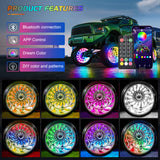 Nilight 4PCS 15.5inch Double Row Wheel Ring Lights Dream Color with APP and Remote Control Neon Lights w/Turn Signal and Braking Function Dual Row for Car Van SUV Truck, view 4