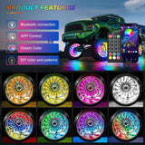 Nilight 4PCS 17.5inch Double Row Wheel Ring Lights Dream Color with APP and Remote Control Neon Lights w/Turn Signal and Braking Function Dual Row for Car Van SUV Truck, view 4