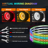 Nilight 4PCS 17.5inch Wheel Ring Lights Deram Color with APP and Remote Control Neon Lights Million Colors w/Turn Signal and Braking Function for Car Van SUV Truck, view 4