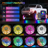 Nilight 4PCS 17.5inch Wheel Ring Lights Deram Color with APP and Remote Control Neon Lights Million Colors w/Turn Signal and Braking Function for Car Van SUV Truck, view 5