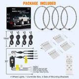 Nilight 4PCS 17inch Double Row LED Wheel Ring Lights Pure White with Remote Control w/Turn Signal Braking and Reverse Function Dual Row for Car Van SUV Truck, view 5