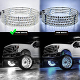 Nilight 4PCS 17inch Double Row LED Wheel Ring Lights Pure White with Remote Control w/Turn Signal Braking and Reverse Function Dual Row for Car Van SUV Truck, view 6