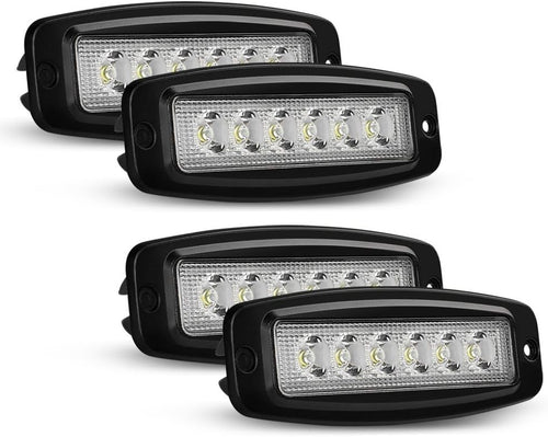 Nilight 4Pcs 18W Spot LED Work Light Driving Bar Off Road Flush Mount For Jeep Truck(15028S-C)