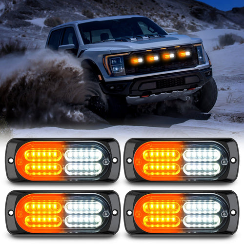 Nilight 4PCS 24LED Amber White Emergency Strobe Lights