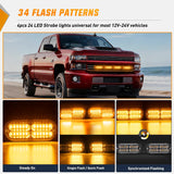 Nilight 4PCS 24LED Emergency Strobe lights 12V 24V Amber Surface Mount Grille Hazard Safety Warning Light Sync Feature Side Flashing Marker Flash for Car Truck Campers, view 4