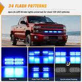 Nilight 4PCS 24LED Emergency Strobe lights 12V 24V Blue Surface Mount Grille Hazard Safety Warning Light Sync Feature Side Flashing Marker Flash for Car Truck Campers, view 4