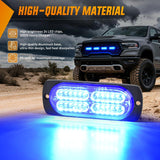 Nilight 4PCS 24LED Emergency Strobe lights 12V 24V Blue Surface Mount Grille Hazard Safety Warning Light Sync Feature Side Flashing Marker Flash for Car Truck Campers, view 5