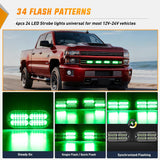 Nilight 4PCS 24LED Emergency Strobe lights 12V 24V Green Surface Mount Grille Hazard Safety Warning Light Sync Feature Side Flashing Marker Flash for Car Truck Campers, view 4