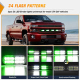 Nilight 4PCS 24LED Emergency Strobe lights 12V 24V Green White Surface Mount Grille Hazard Safety Warning Light Sync Feature Side Flashing Marker Flash for Car Truck Campers, view 4