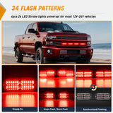 Nilight 4PCS 24LED Emergency Strobe lights 12V 24V Red Surface Mount Grille Hazard Safety Warning Light Sync Feature Side Flashing Marker Flash for Car Truck Campers, view 4