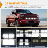 Nilight 4PCS 24LED Emergency Strobe lights 12V 24V White Surface Mount Grille Hazard Safety Warning Light Sync Feature Side Flashing Marker Flash for Car Truck Campers, view 4