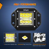 Nilight 4PCS 42W Flush Mount LED Light Pods - Upgraded Spot Flood Combo Beam Driving, Work, Backup, Reverse, Grill Mount Light for Offroad 4x4 Truck SUV, view 4