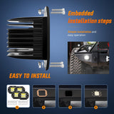 Nilight 4PCS 42W Flush Mount LED Pods Spot Flood Combo Beam Driving Backup Reverse Grill Mount Light with 16AWG LED POD Lights Wiring Harness Kit -4 Leads, view 4