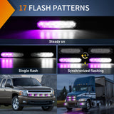 Nilight 4PCS 6 LED Purple and White Emergency Warning Strobe Lights, view 4