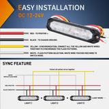 Nilight 4PCS 6 LED Red and Blue Emergency Warning Strobe Lights, view 3
