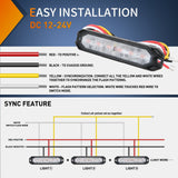 Nilight 4PCS 6 LED Red Emergency Warning Strobe Lights, view 3