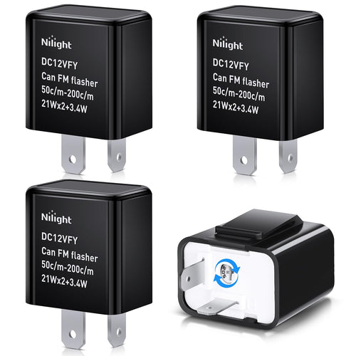 Nilight 4PCS Flasher Relay Adjustable 2 Pin Electronic Blinker Relay 12V Fixes Motorcycle Turn Signal and Hazard Warn Hyper Blink Flash or No Flash for LED and Halogen Bulbs