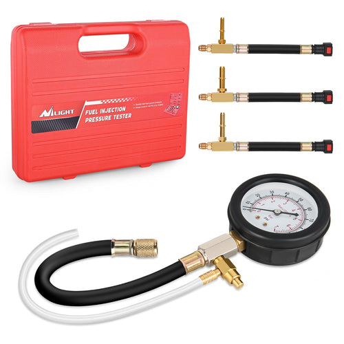 Nilight 4pcs Fuel Pressure Gauge Tester Kit with 6.30 7.89 9.49 Fuel Line Fittings