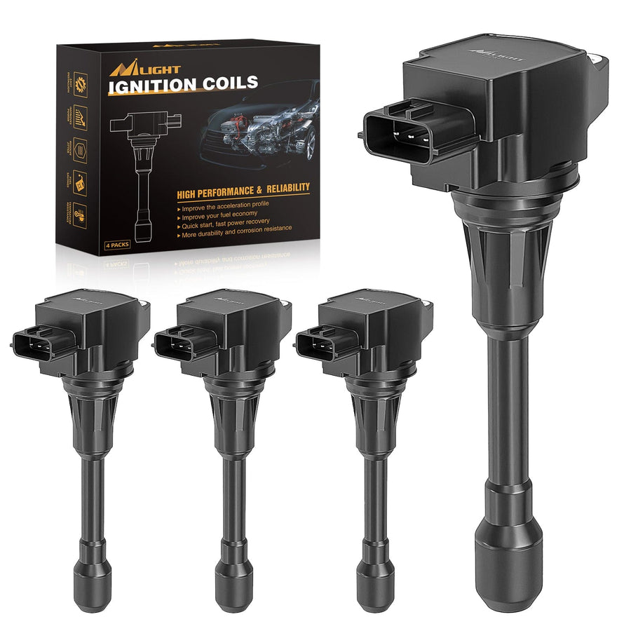 Nilight 4Pcs Ignition Coil Pack Automotive Replacement Ignition Coils Fit for Nissan 2004 2005 2006 2007 2008 2009 2010 2011 2012 2013 2014 2015 2016 2017 2018 07 09 Sentra Altima Rogue Select Urvan Pathfinder NV200 NV350 Cube Versa 2014 2015 Infiniti