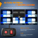 Nilight 4PCS LED Strobe lights 12V 24V Sync Feature Blue White 24LED Emergency Hazard Warning Lights with Controller Hard Wire or Cigarette Lighter Plug for Car Truck RVs Campers, view 3