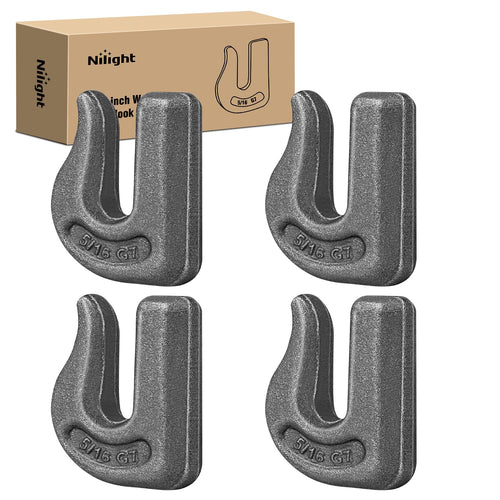 Nilight 4PCS Weld-On Forged Clevis Grab Chain Hooks 5/16 Inch Heavy Duty Forged Grade 70 Grade Utility Hook Weldable for Trailer Truck, Rigging, Car, SUV, RV, UTV, Tractors Work Loading Capacity 4700 LBS
