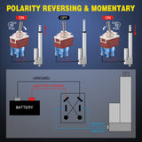Nilight 4Pin Reverse Polarity Toggle Switch 2PCS 12V Momentary Rocker Switches 30A On Off On DPDT 3 Position Waterproof Boot Cap Jack Motor Control w/14 Gauge Wires, view 2