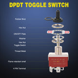Nilight 4Pin Reverse Polarity Toggle Switch 2PCS 12V Momentary Rocker Switches 30A On Off On DPDT 3 Position Waterproof Boot Cap Jack Motor Control w/14 Gauge Wires, view 6