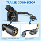 Nilight 4 Way Flat to 7 Way Round Trailer Adapter Plug, view 3