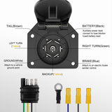 Nilight 4 Way Flat to 7 Way RV Trailer Blade Adapter Plug, view 2