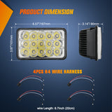Nilight 4x6 Inch LED Headlights 45W Hi/Lo Sealed Beam Rectangular Headlight Replacement H4651 H4652 H4656 H4666 H6545 Compatible with Chevy Kenworth Peterbil Ford Freightliner Oldsmobile(Silver, 4PCS), view 2