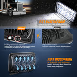 Nilight 4x6 Inch LED Headlights 45W Hi/Lo Sealed Beam Rectangular Headlight Replacement H4651 H4652 H4656 H4666 H6545 Compatible with Chevy Kenworth Peterbil Ford Freightliner Oldsmobile(Silver, 4PCS), view 5