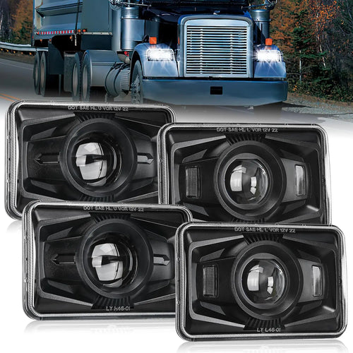 Nilight 4x6Inch LED Hi/Lo Sealed Beam Headlights 60W H4651 H4652 H4656 H4666 H6545 Black 4Pcs