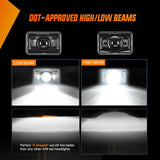 Nilight 4x6Inch LED Hi/Lo Sealed Beam Headlights 60W H4651 H4652 H4656 H4666 H6545 Black 4Pcs, view 4