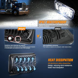 Nilight 4x6Inch LED Hi/Lo Sealed Beam Headlights 60W H4651 H4652 H4656 H4666 H6545 Black 4Pcs, view 6