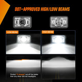 Nilight 4x6Inch LED Hi/Lo Sealed Beam Headlights 60W H4651 H4652 H4656 H4666 H6545 Silver 4Pcs, view 4