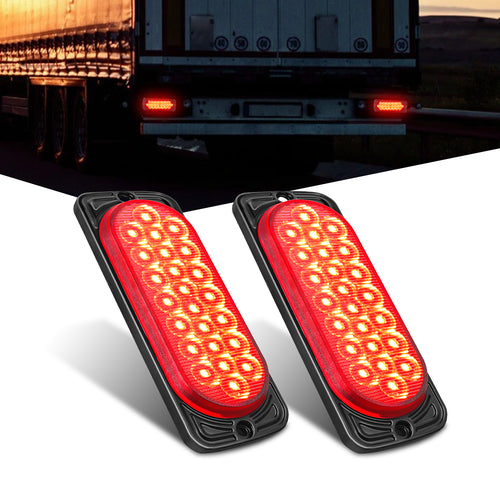 Nilight 5.5 Inch Aluminum Housing Tail Light 2 PCS 24 LED Red Running Brake Turn Signals Marker Lights Surface Mount IP67 Waterproof for 10-30V RV Camper Trailer Truck Bus Boat