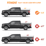 Nilight 5.5ft Soft Roll Up Truck Bed Cover for Ford F150 2015 2016 2017 2018 2019 2020 2021 2022 2023 2024, view 3