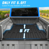 Nilight 5 FT Rubber Short Trunk Bed for 2020 2021 2022 2023 2024 2025 Jeep Gladiator JT, TPE Heavy-Duty Pick-up Bed Liner for Gladiator 2020 2021 2022 2023 2024 2025 Accessories, Anti-Slip Texture, All Weather Protection, view 2
