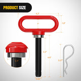 Nilight 5/8 Inch Diameter Heavy Duty Ultra Strong Neodymium Magnet Trailer Hitch Pin Red for Lawn Mower, Tractor, Towing Cargo, ATV Trailer, view 3