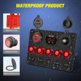 Nilight 5 Gang Multi Function Waterproof Switch Panel PD Type C and USB Socket Digital Voltmeter 12V Outlet Rocker with Inline Fuse for RVs Cars Boats Trucks Trailers Red, view 5
