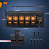 Nilight 5 Gang Rocker Switch Box 12V SPST ON Off Toggle Switches PD Type C and QC 3.0 USB Sockcet Voltmeter LED Light Waterproof Aluminum Mount Bracket Panel DIY Stickers for Boat Car RV Truck, view 4